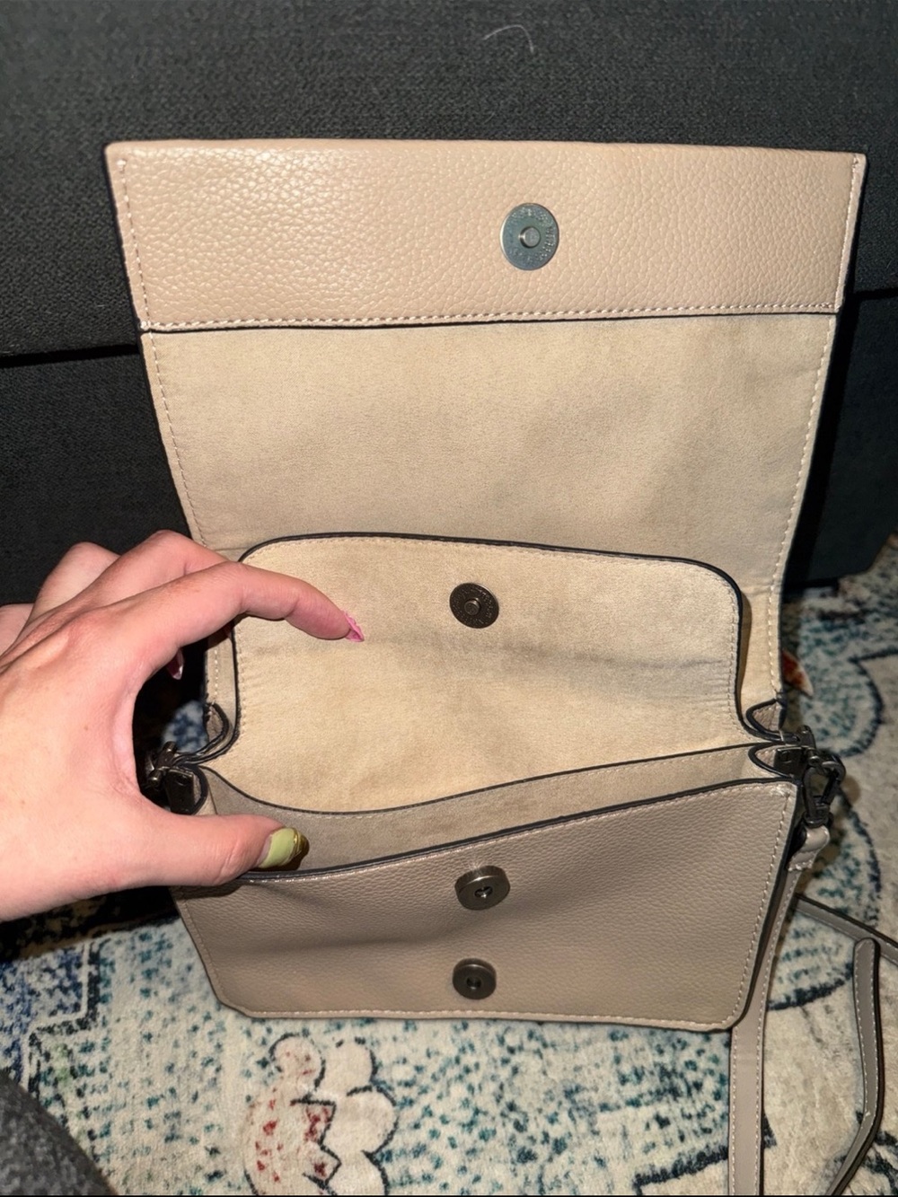 Steve Madden Taupe Pebbled Leather Studded Crossbody - Picture 5 of 6